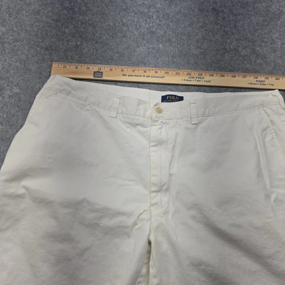 Polo Ralph Lauren Mens Chino Shorts 42 Off White Cream Cotton Twill Flat Front
